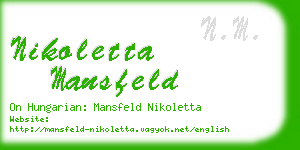 nikoletta mansfeld business card